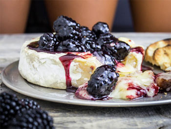 Wine-Soaked Berries with Baked Brie