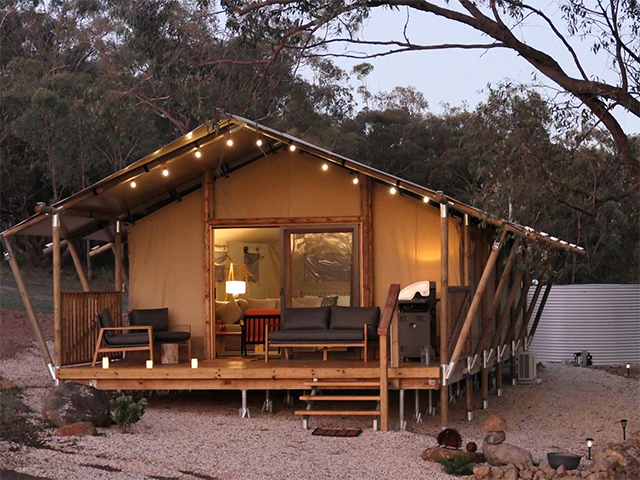 Yellow Box Wood Glamping retreat safari style tent